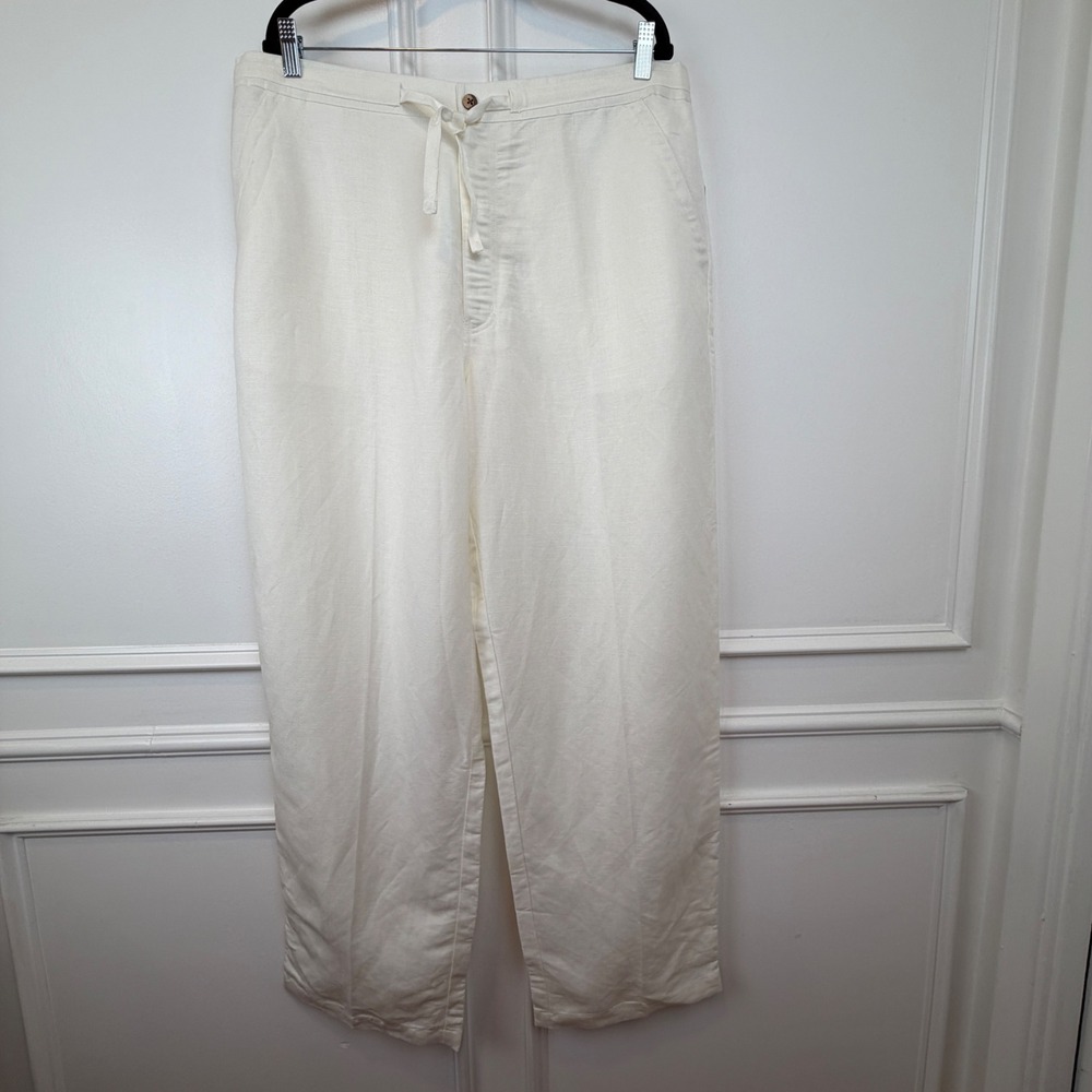 Cubavera Mens Linen Blend Drawstring Pants Bright White XL C2SB0400RN New